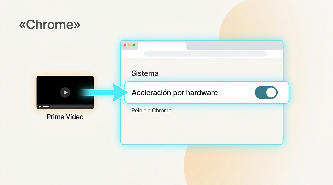 Ajuste de aceleración por hardware en Chrome para probar capturas de Prime Video.