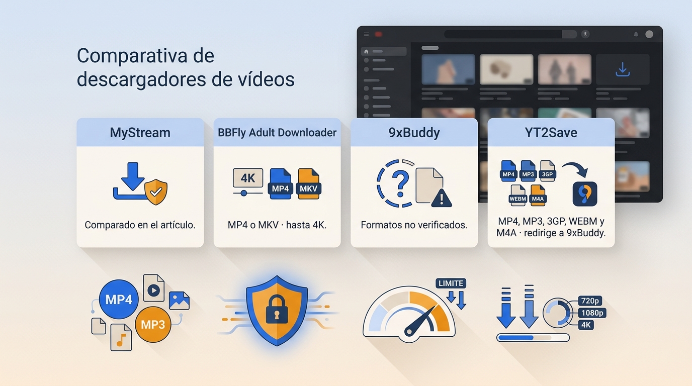 4 descargadores de GermanFuckTube comparados: formatos, seguridad y límites