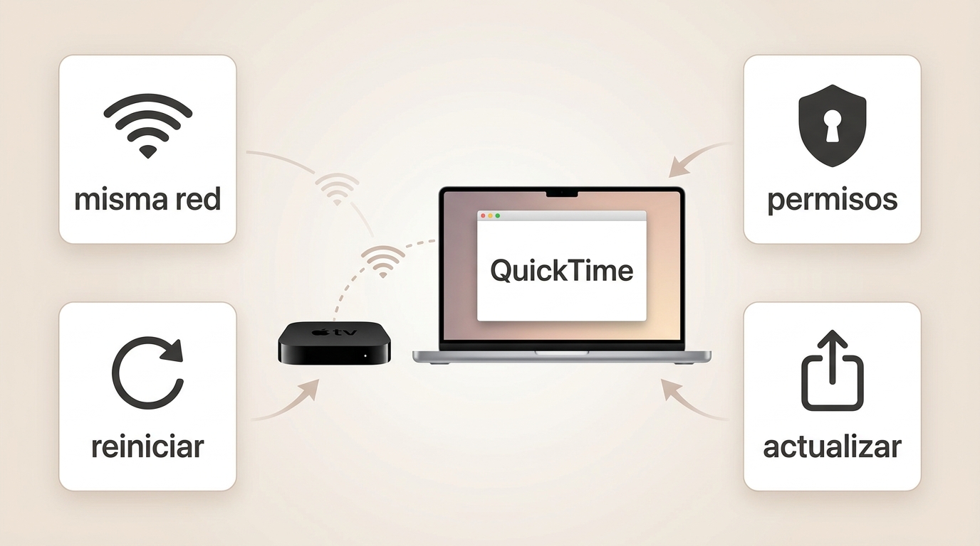 Comprobaciones para cuando QuickTime no detecta el Apple TV