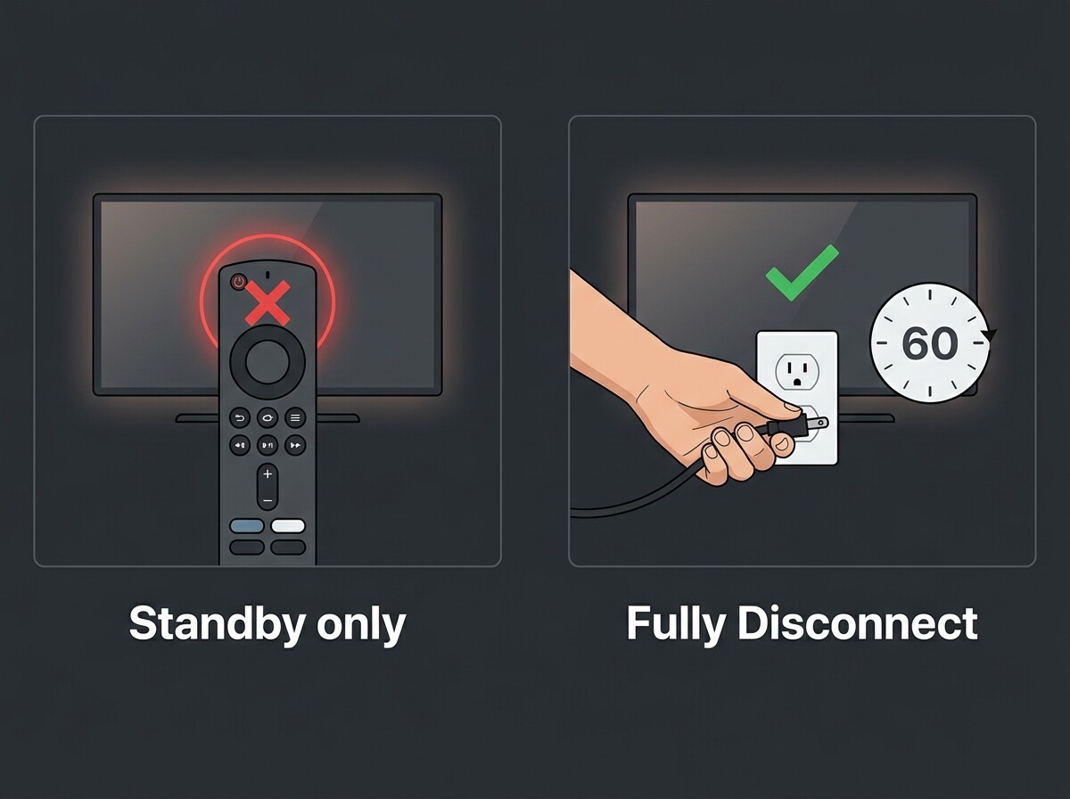 Remote standby vs wall-outlet power-cycle comparison for Samsung TV restart