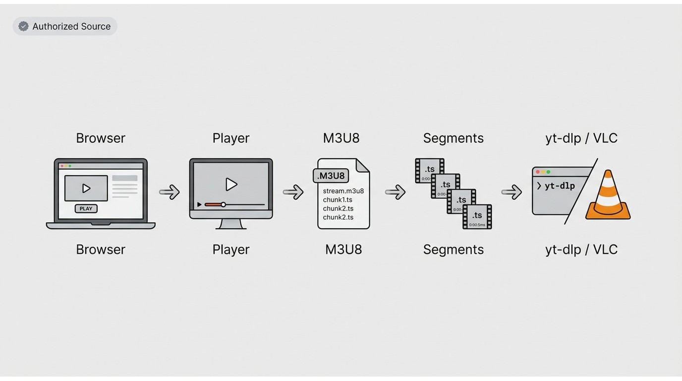 Why an HLS stream uses an M3U8 playlist and many media segments with yt-dlp or VLC