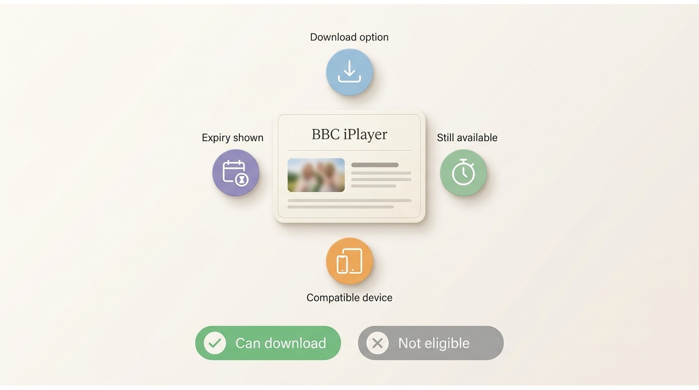 BBC iPlayer checklist for missing Download buttons and programme expiry.