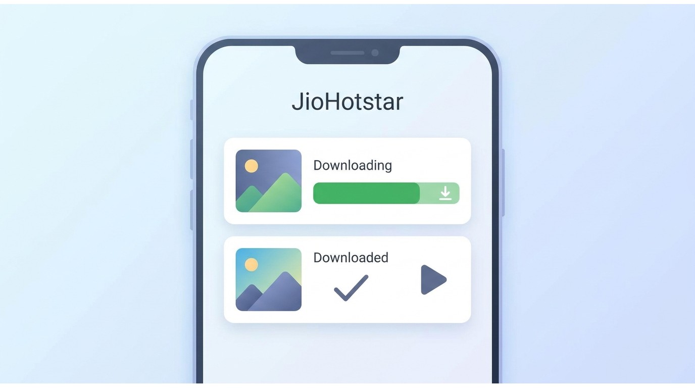JioHotstar Downloads section with one item in progress and one completed