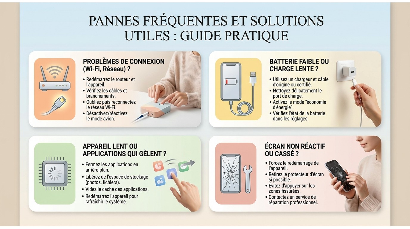 Pannes fréquentes et solutions utiles