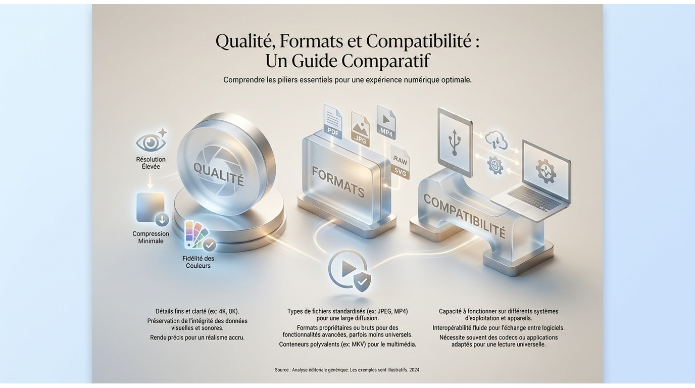 Qualité, formats et compatibilité à comparer