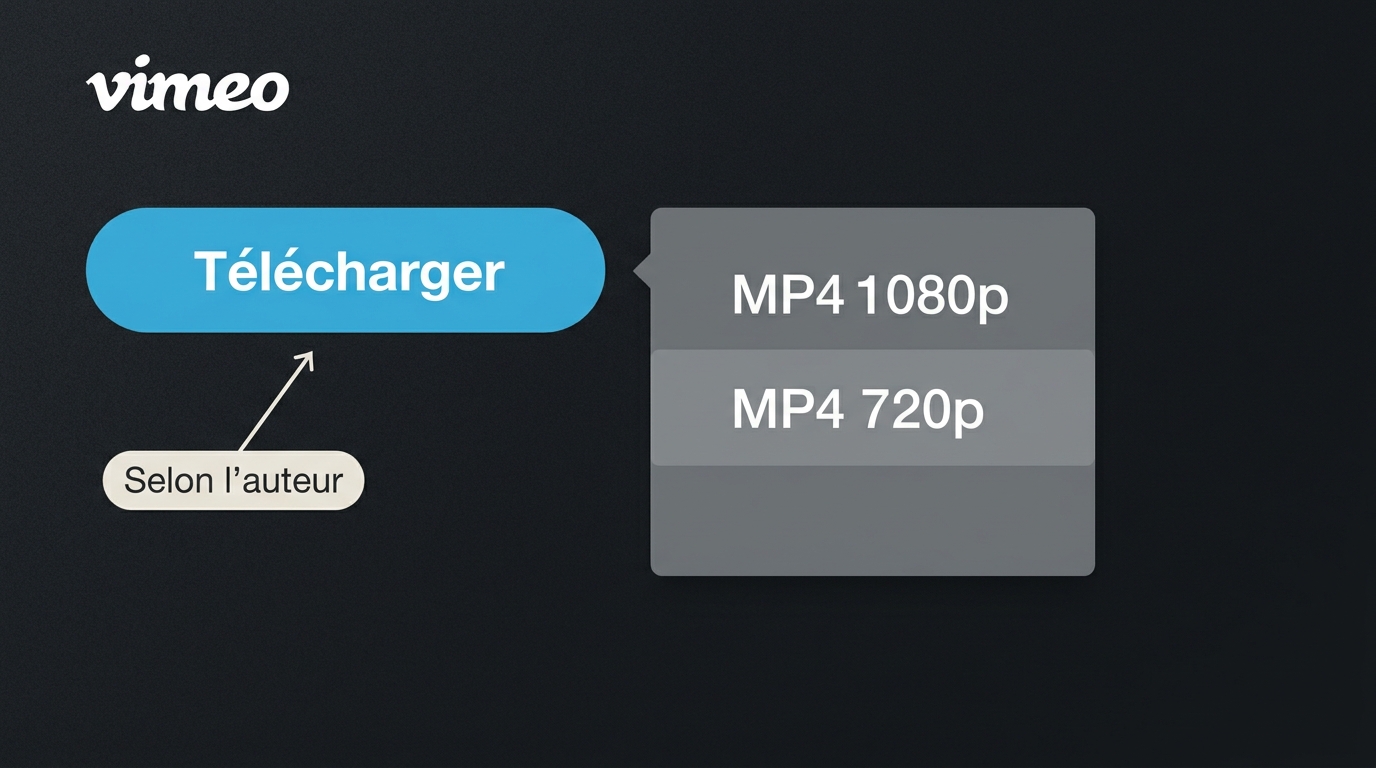 Bouton Télécharger de Vimeo avec choix de fichiers MP4 1080p et 720p.