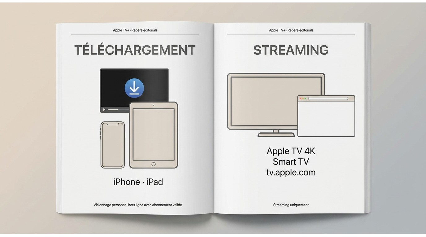 Appareils Apple TV compatibles avec le téléchargement et supports limités au streaming.