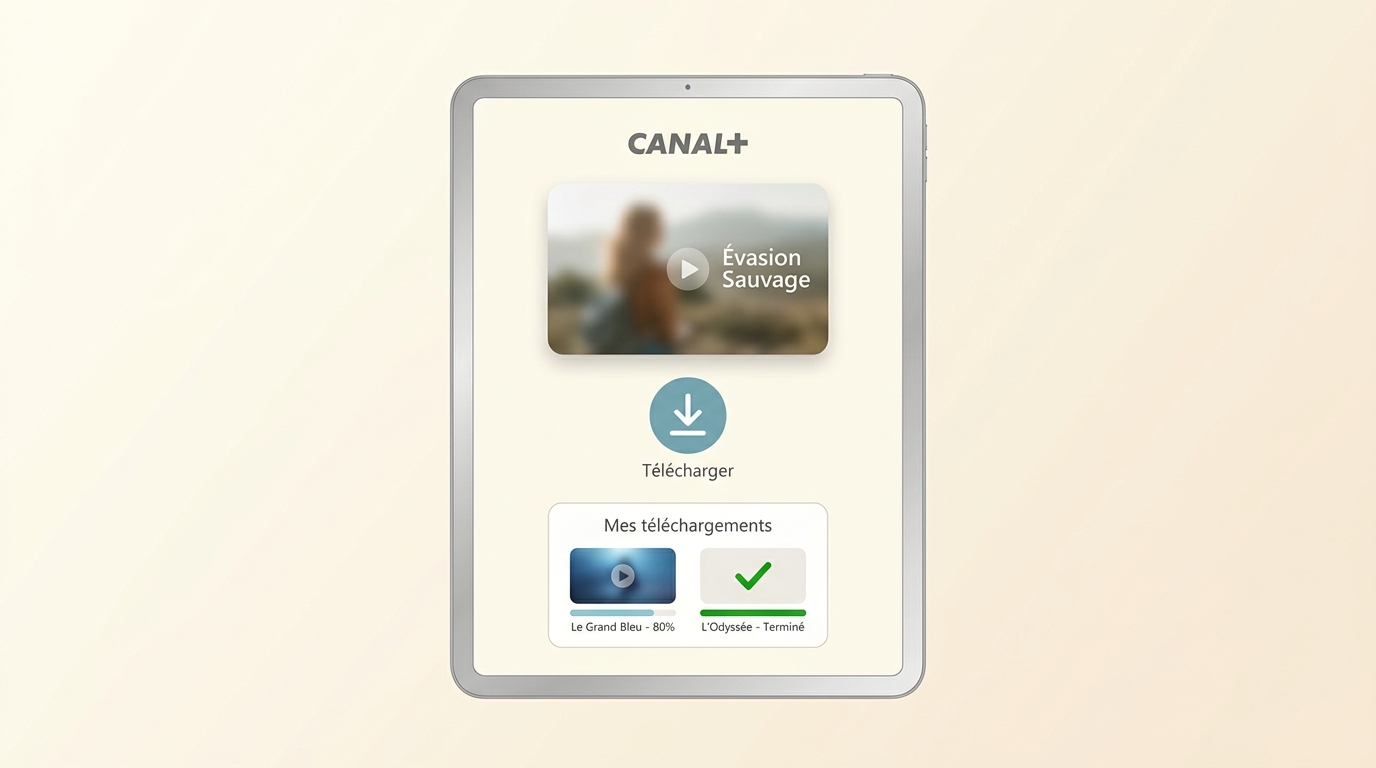 Application CANAL+ avec bouton Télécharger et bibliothèque Mes téléchargements