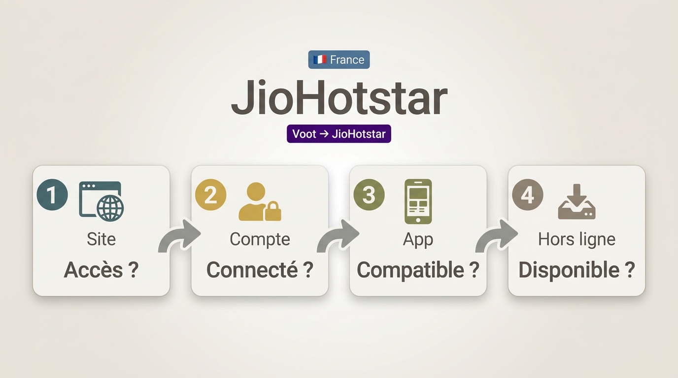 Vérifications JioHotstar en France : site, compte, application et mode hors ligne.