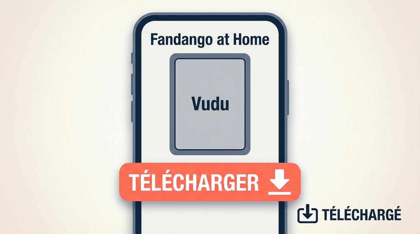 Téléchargement d’un film Vudu dans Fandango at Home et accès aux contenus enregistrés.