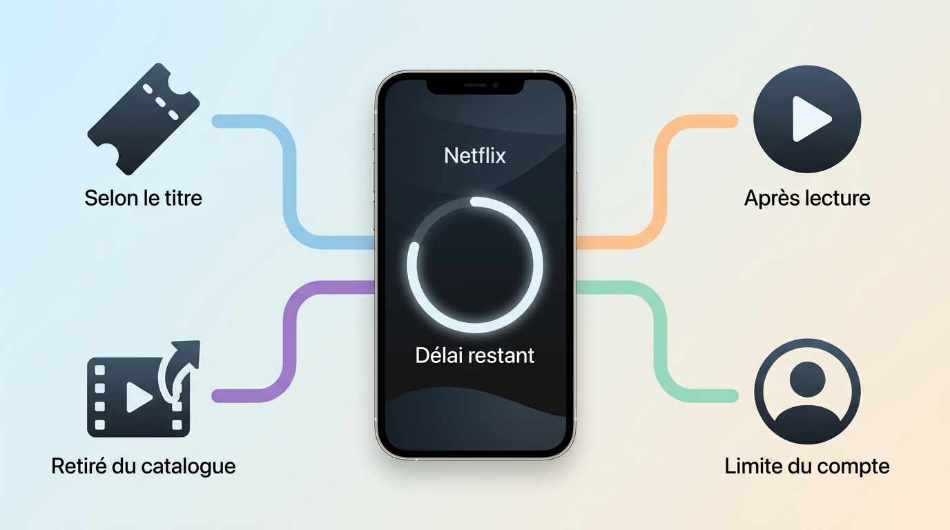 Causes d’expiration d’un téléchargement Netflix selon le titre, la lecture et le compte.
