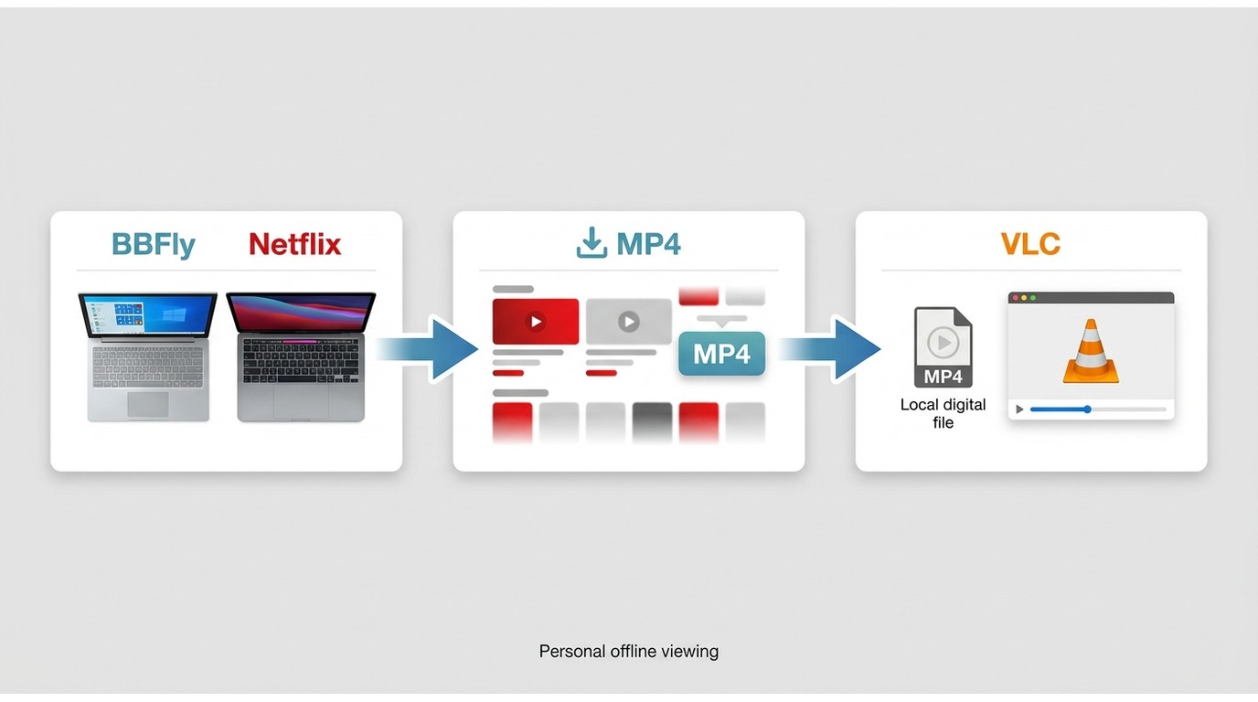 BBFly在Windows和macOS下载Netflix内容并保存为MP4的流程