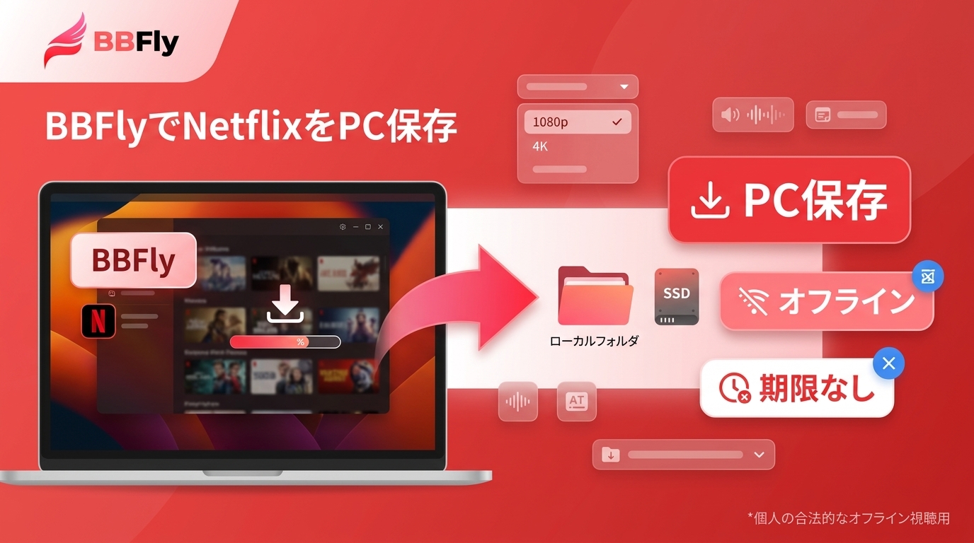 BBFly Netflix Downloaderとは?PC保存の仕組み・制限・使い方(2026年)