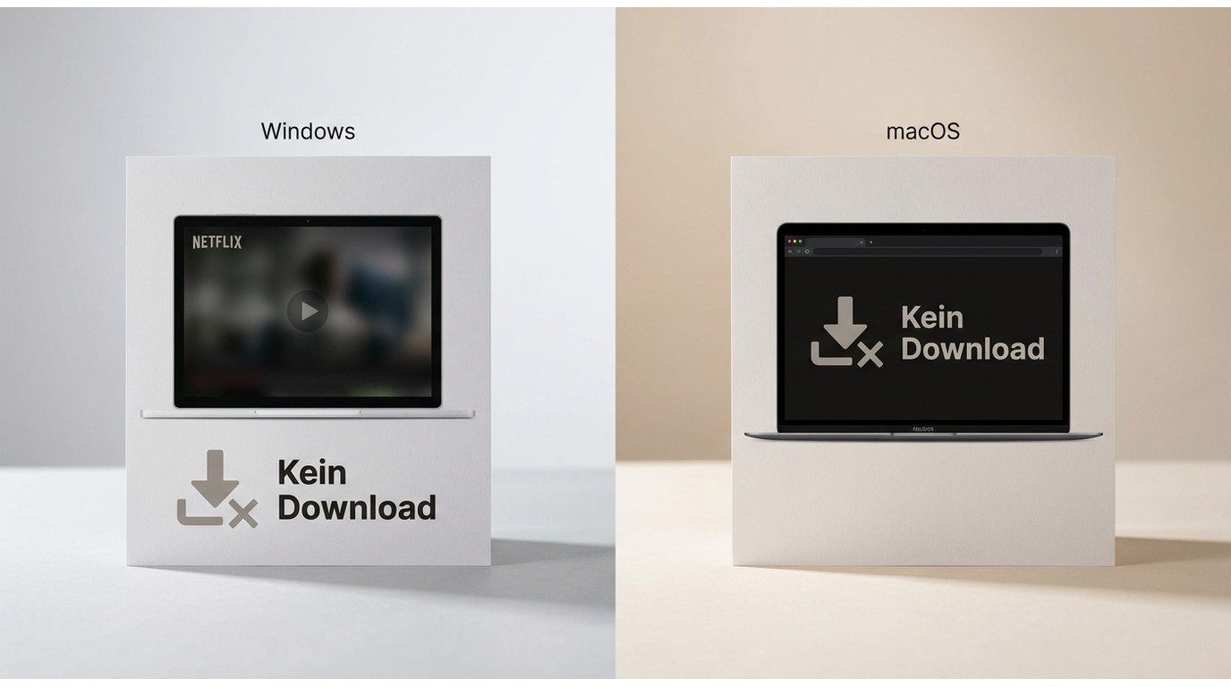 Netflix auf Windows und macOS mit Wiedergabe, aber ohne Download-Schaltfläche