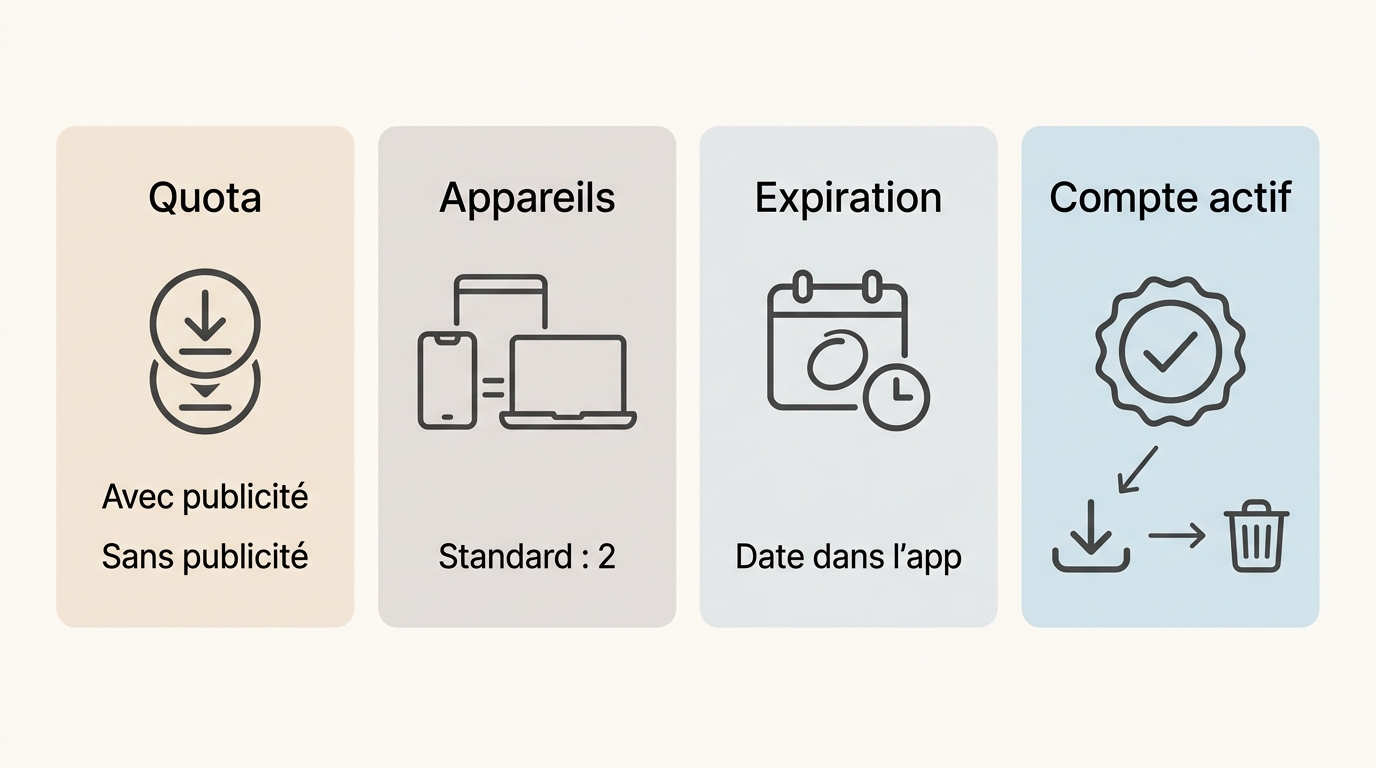 Quota, appareils, expiration et stockage des téléchargements Netflix