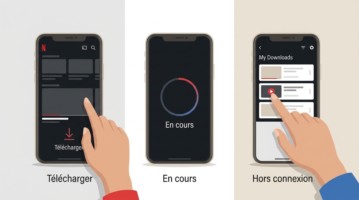 Parcours Netflix pour télécharger puis lire un programme hors connexion