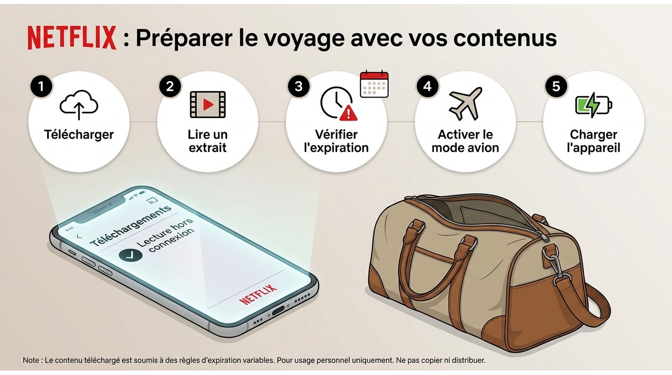 Préparation d’un appareil Netflix avant un voyage sans réseau