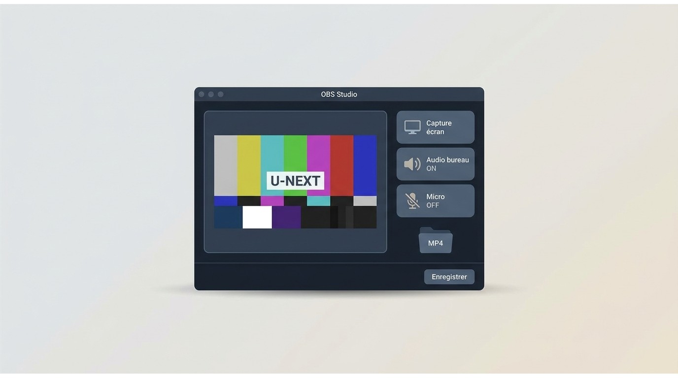 Réglages OBS Studio pour capturer une vidéo U-NEXT autorisée avec le son système.