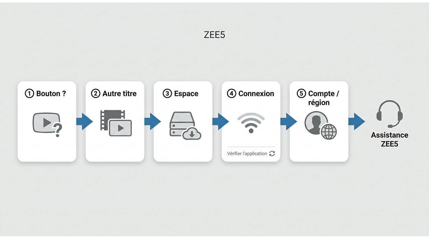 Parcours de dépannage ZEE5 pour identifier la cause d’un téléchargement échoué