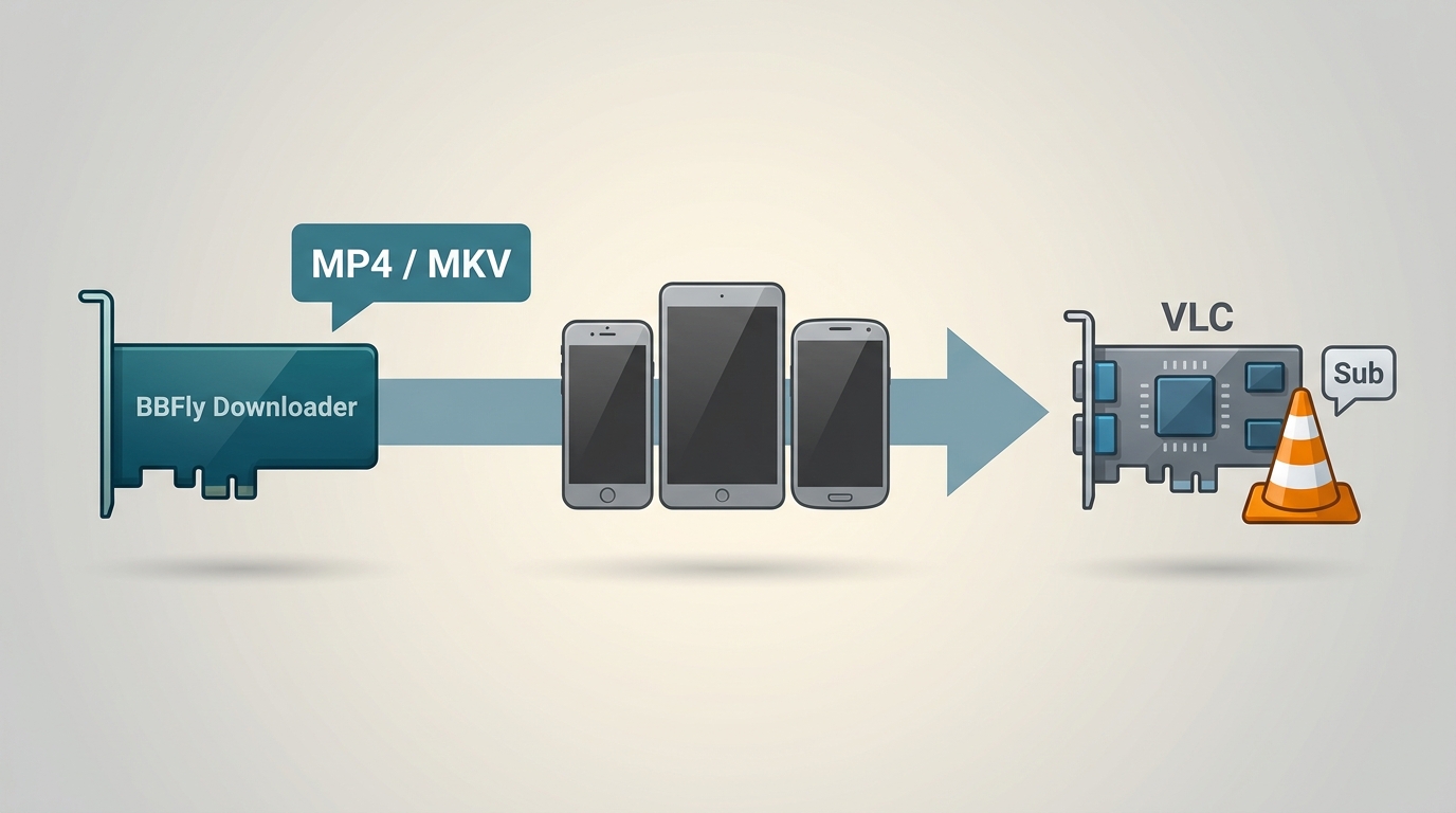 Transfert d’un fichier MP4 ou MKV de BBFly vers iPhone, iPad, Android et VLC.