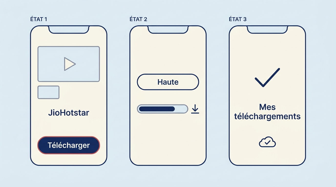 Parcours mobile JioHotstar du téléchargement à la lecture hors connexion