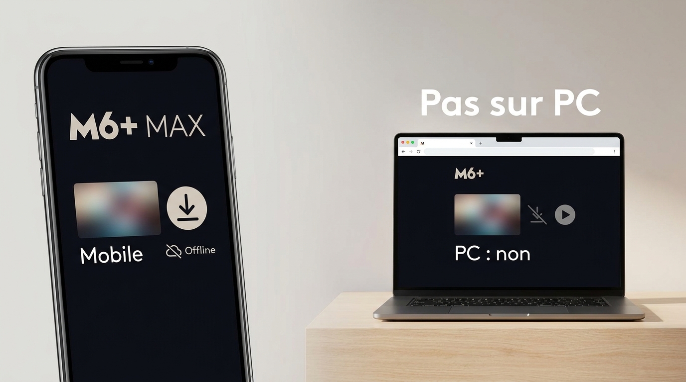 M6+ MAX permet le téléchargement dans l’application mobile, pas dans le navigateur PC.