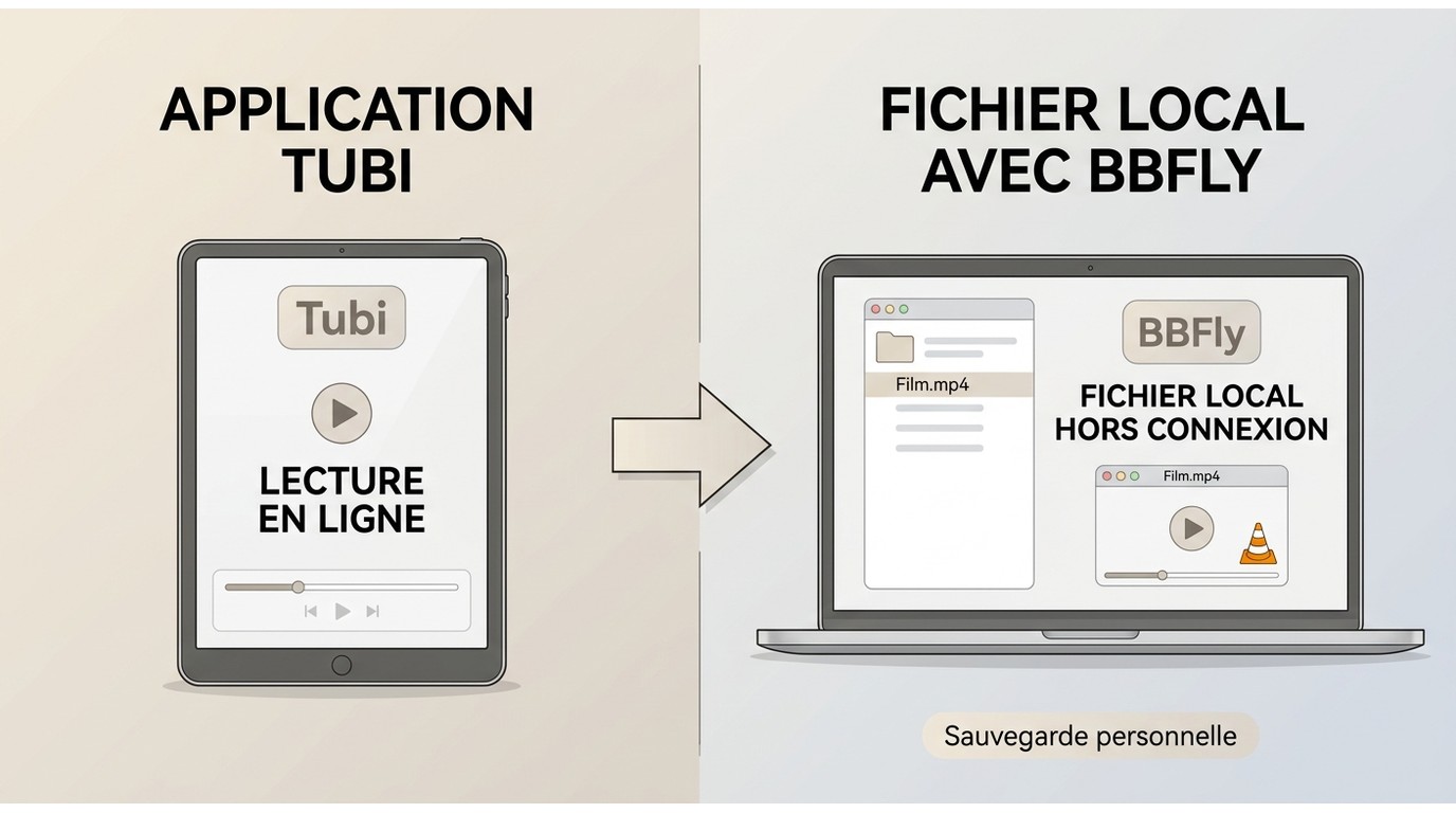 Différence entre l’application Tubi et un fichier MP4 local