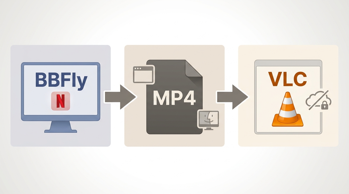 Parcours BBFly pour enregistrer un contenu Netflix en MP4 et le lire hors ligne.