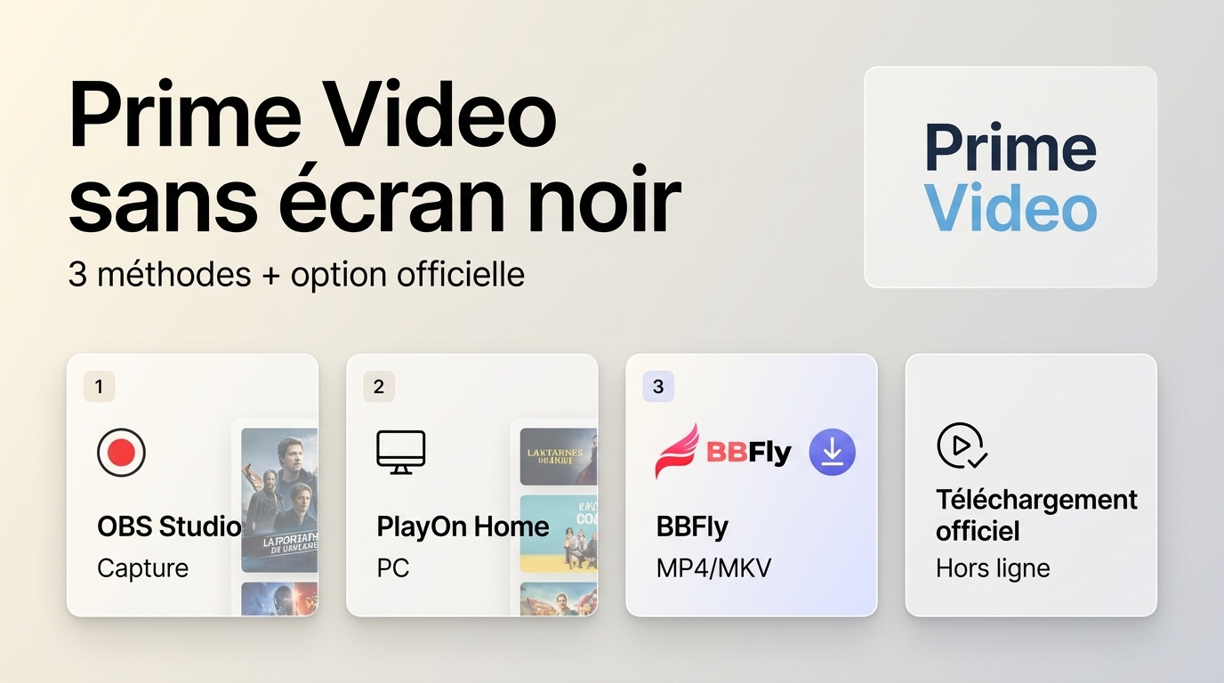 Enregistrer Amazon Prime Video sans écran noir : 3 méthodes et option officielle