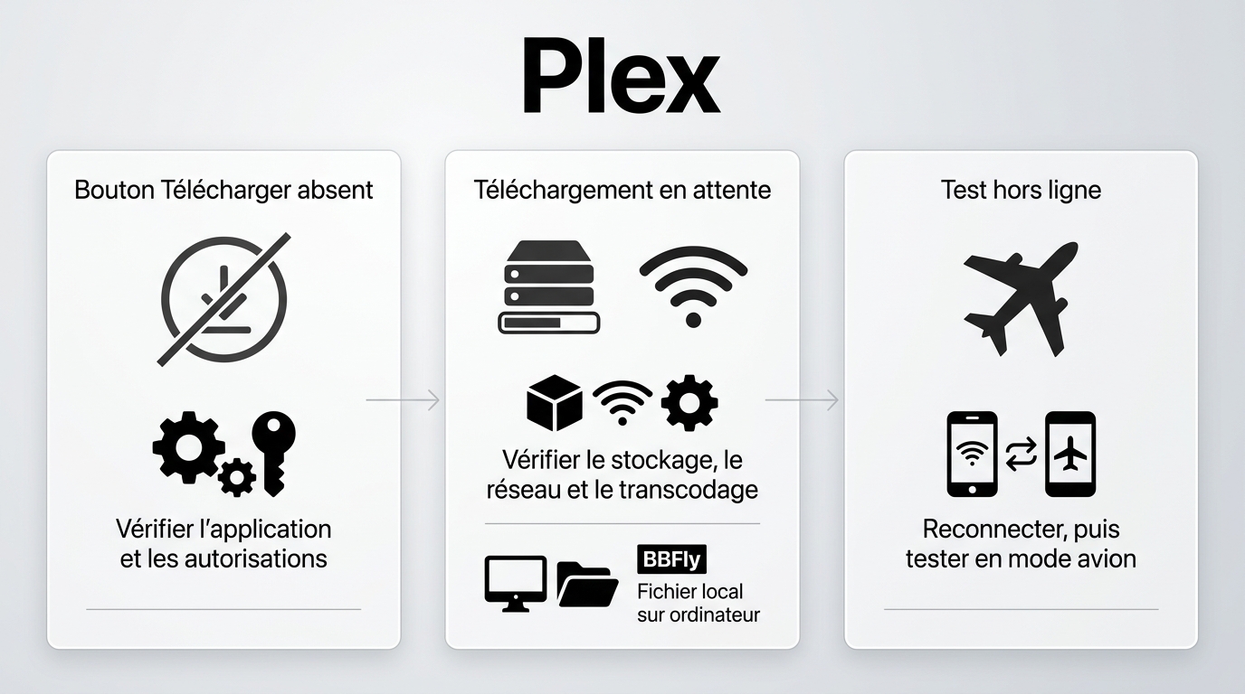 Dépannage Plex pour bouton absent, téléchargement bloqué et mode hors ligne