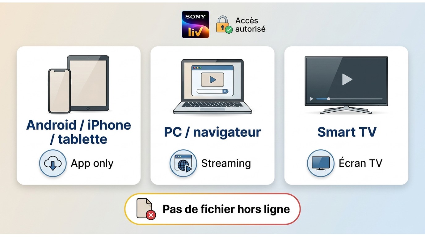 SonyLIV permet le téléchargement mobile mais limite le PC et la Smart TV au streaming