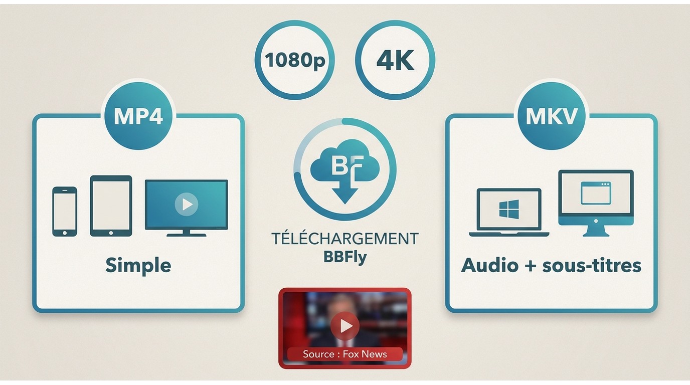 Choix entre MP4 et MKV pour Fox News, avec appareils et sous-titres