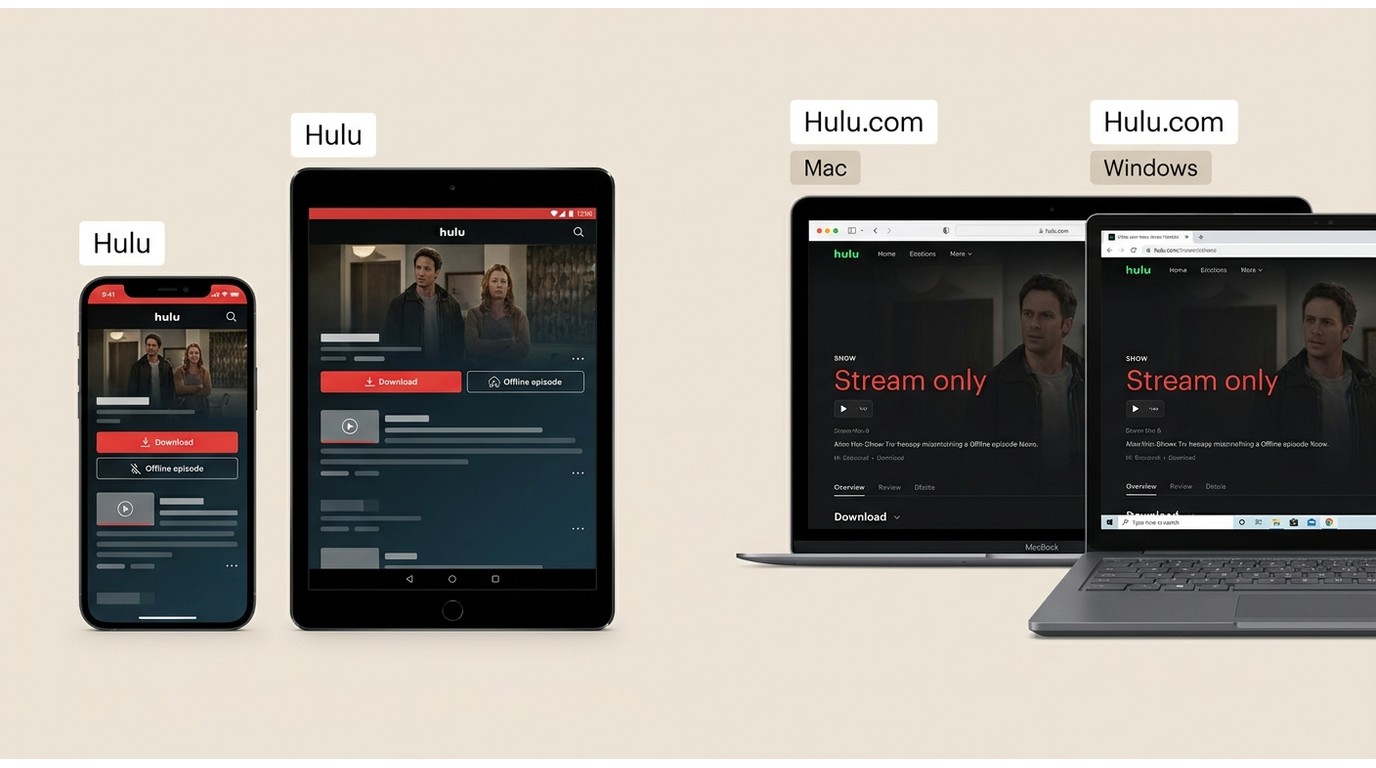 Hulu downloads on mobile versus streaming only on Mac and Windows
