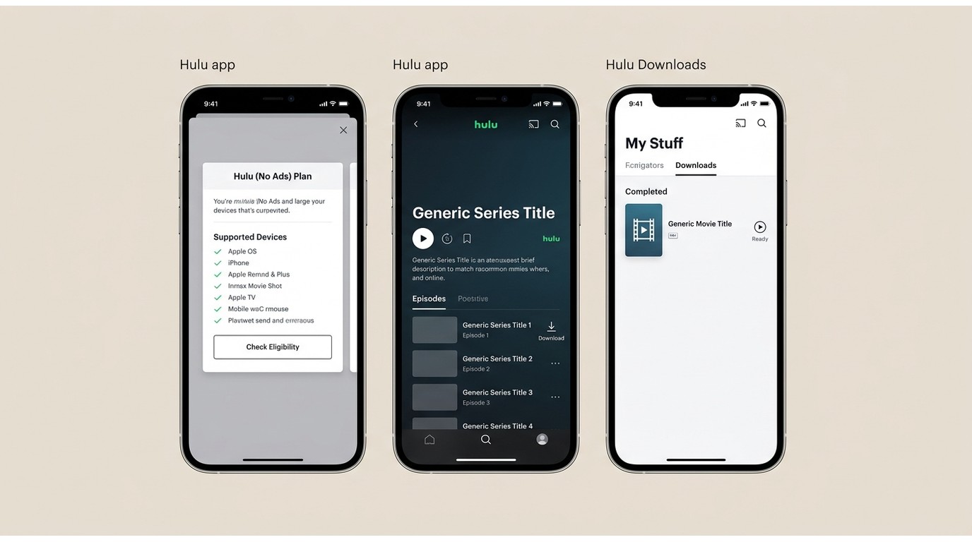 Hulu mobile workflow from download eligibility to offline playback