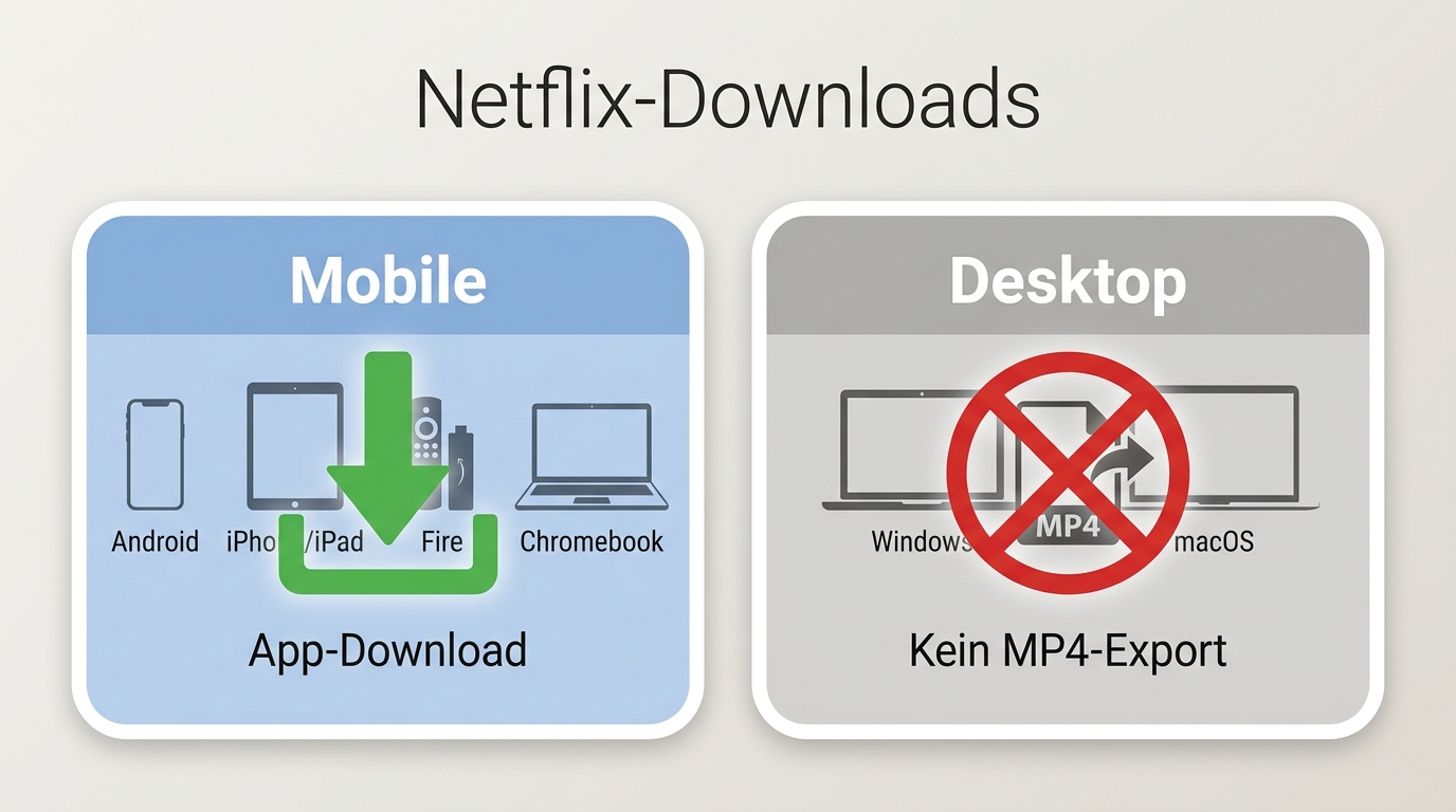 Netflix-Downloads sind auf Mobilgeräten und Chromebooks verfügbar, aber nicht als freier MP4-Export.