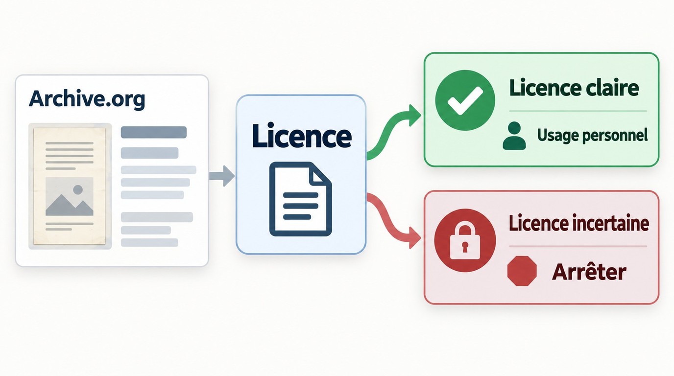 Vérification de la licence Archive.org avant un téléchargement personnel