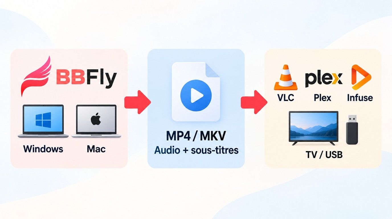 De BBFly aux fichiers MP4 ou MKV lisibles dans VLC, Plex, Infuse et sur TV