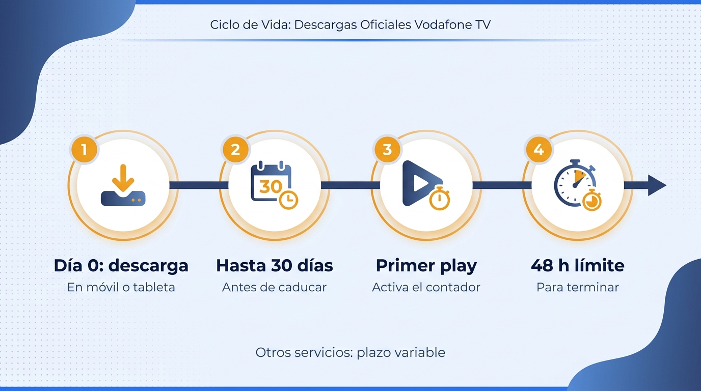Entender los dos relojes documentados de Vodafone y evitar aplicarlos por error a Prime Video o Appl